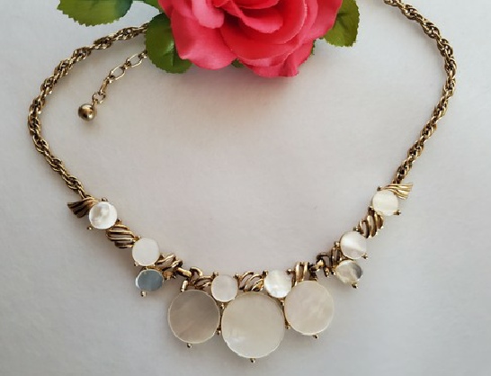 mother of pearl gold-tone necklace